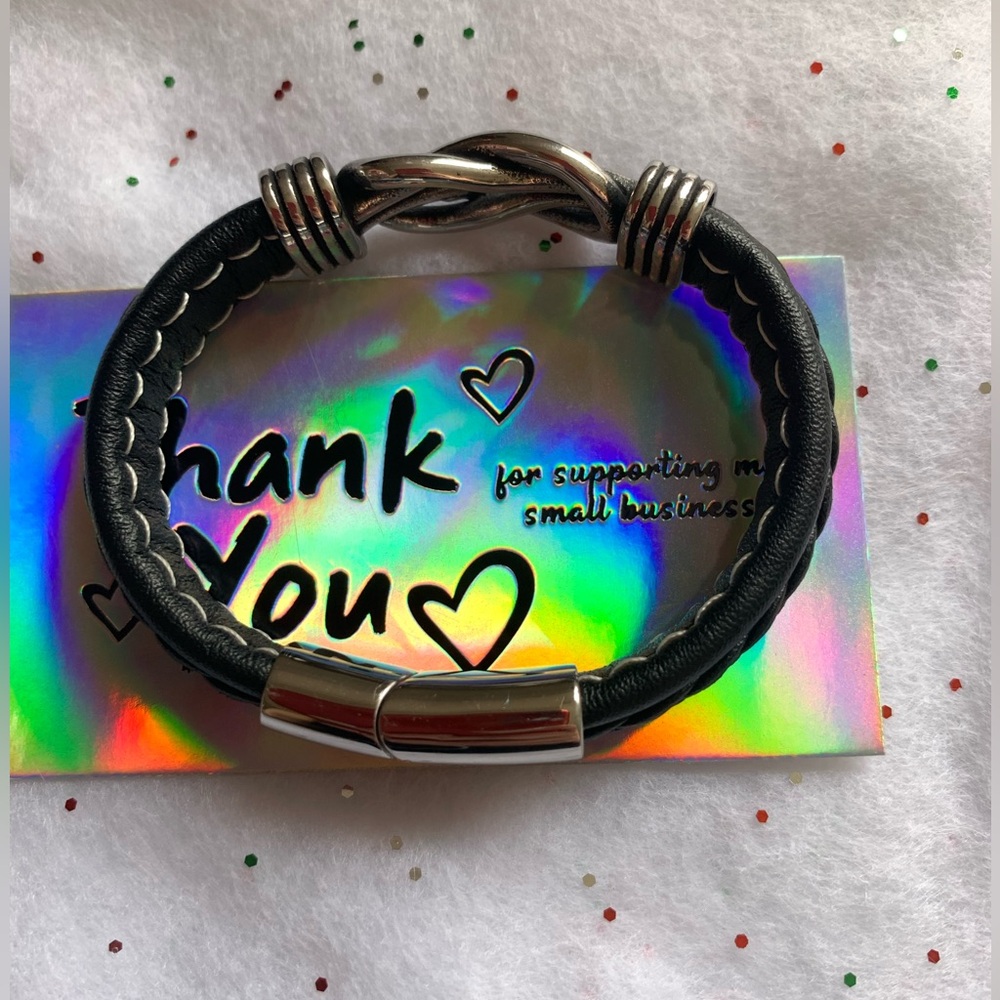 Genuine Braided Leather Bangle/Cuff Bracelet… Unisex (Men’s or Women’s) - Picture 3 of 16